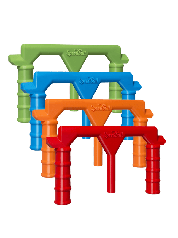 Four brightly colored Boss Base tools in green, blue, orange and red.