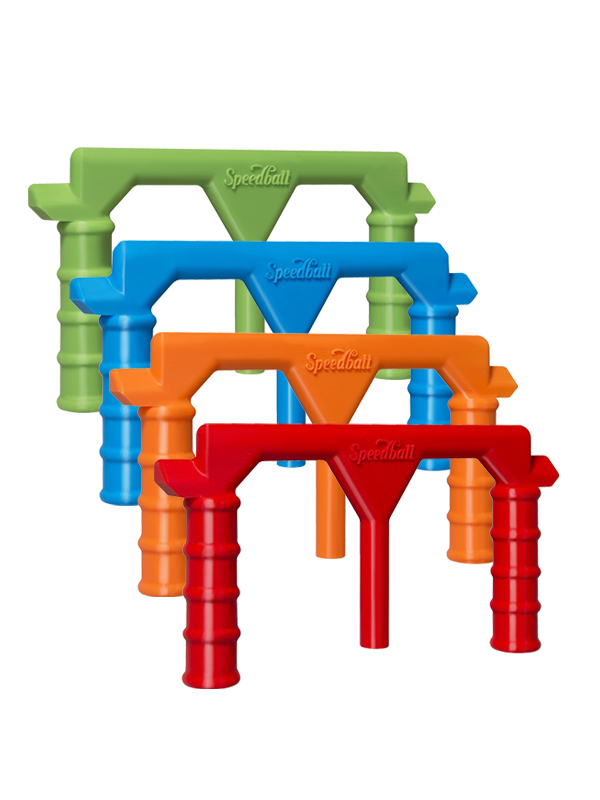 Four brightly colored Boss Base tools in green, blue, orange and red.