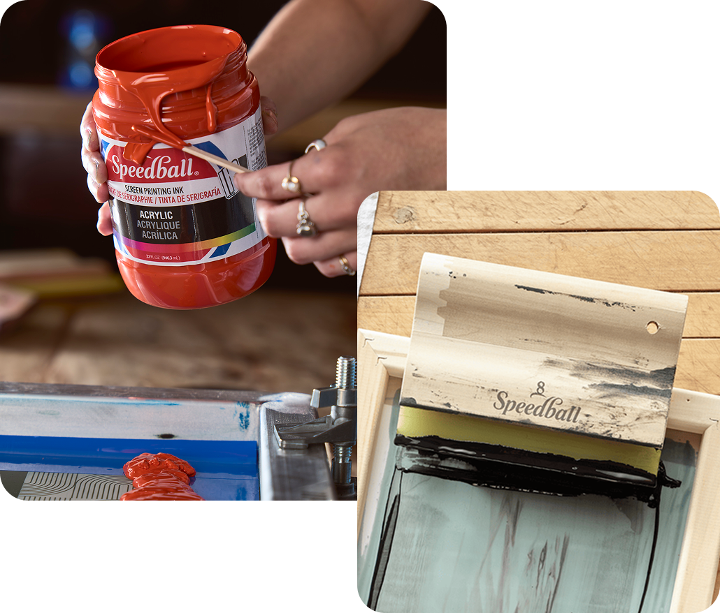 About block printing collage image