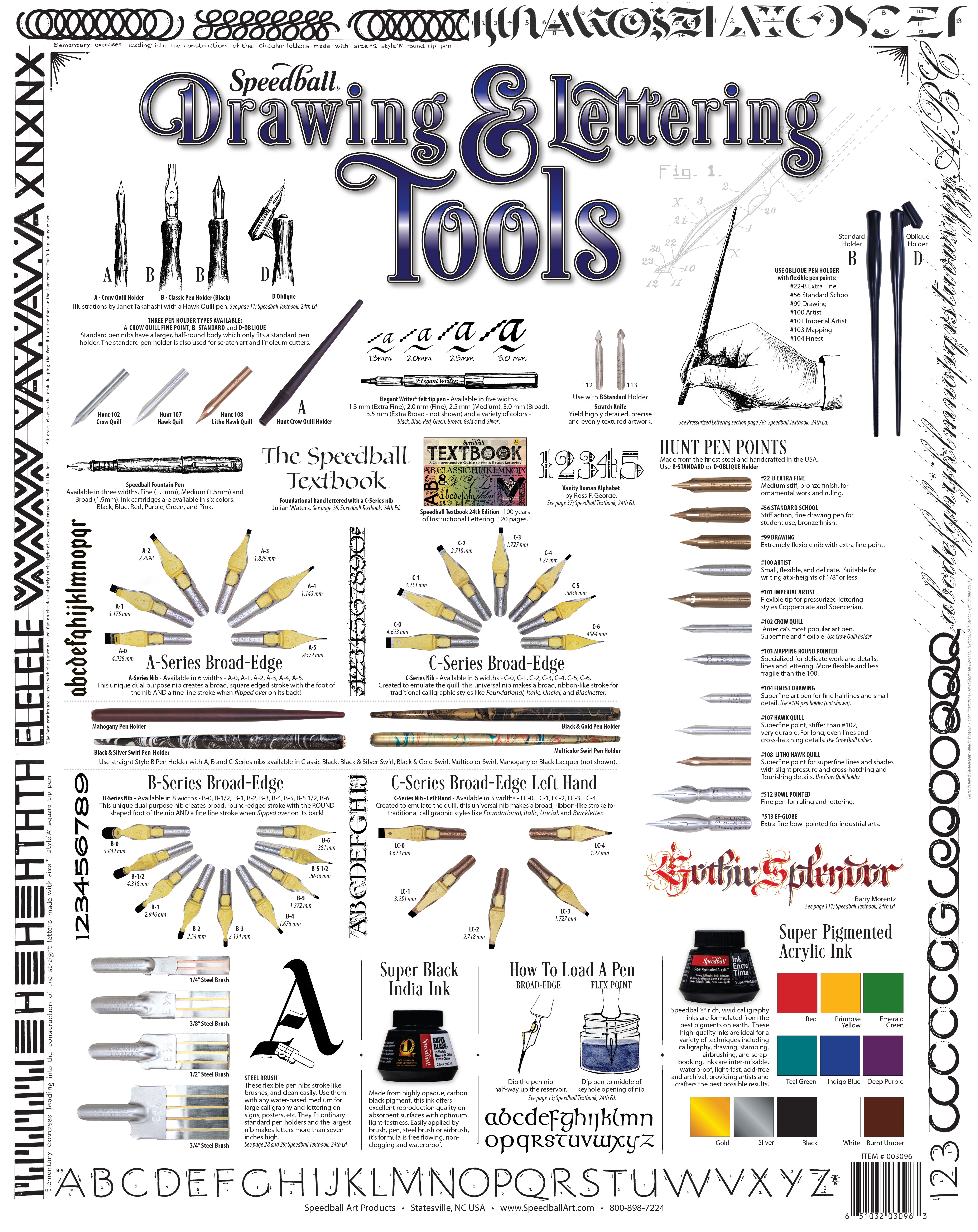 Speedball Broad Edge B-Series Round Calligraphy Nibs and Sets