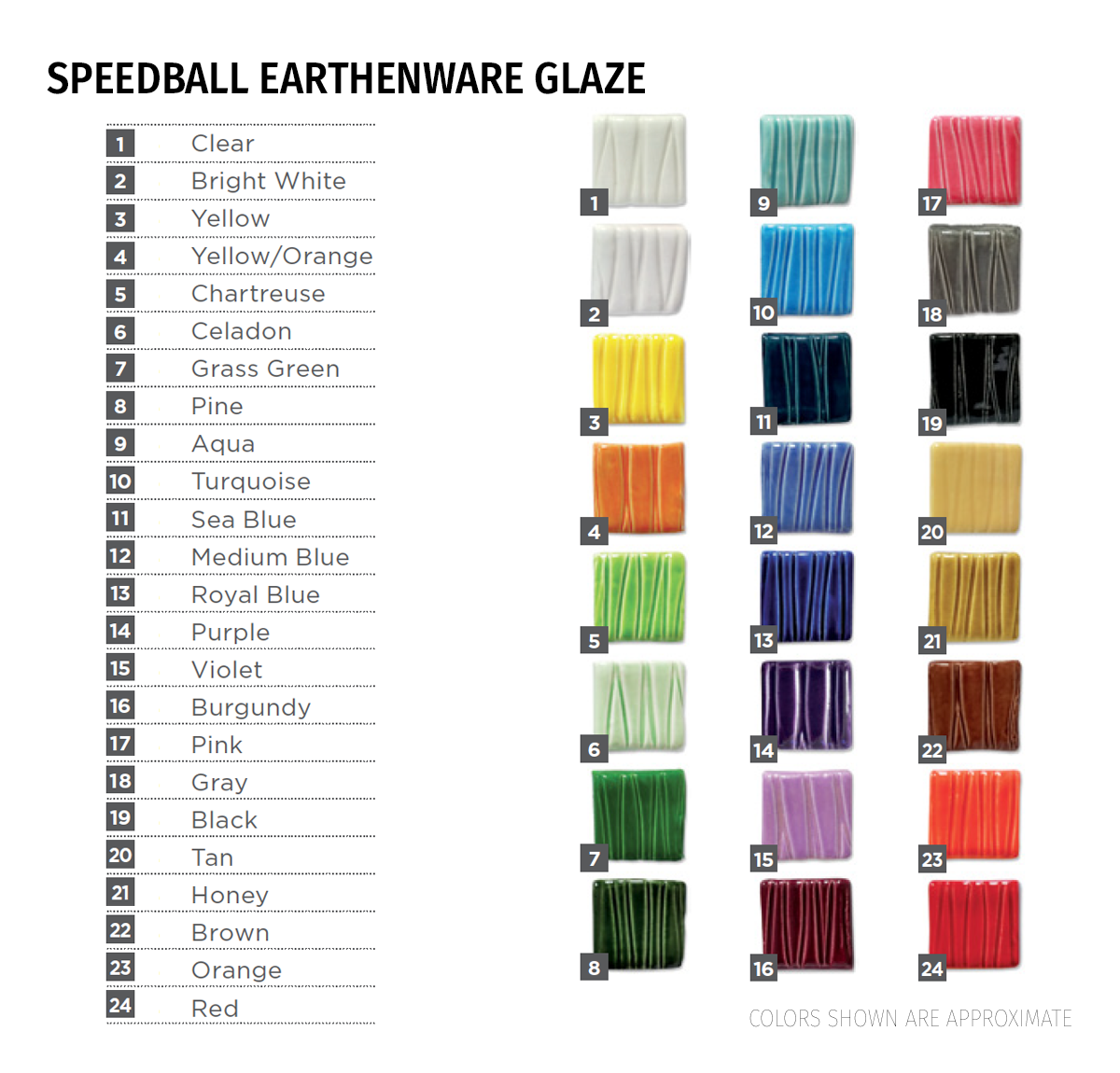 Speedball Underglaze Chart