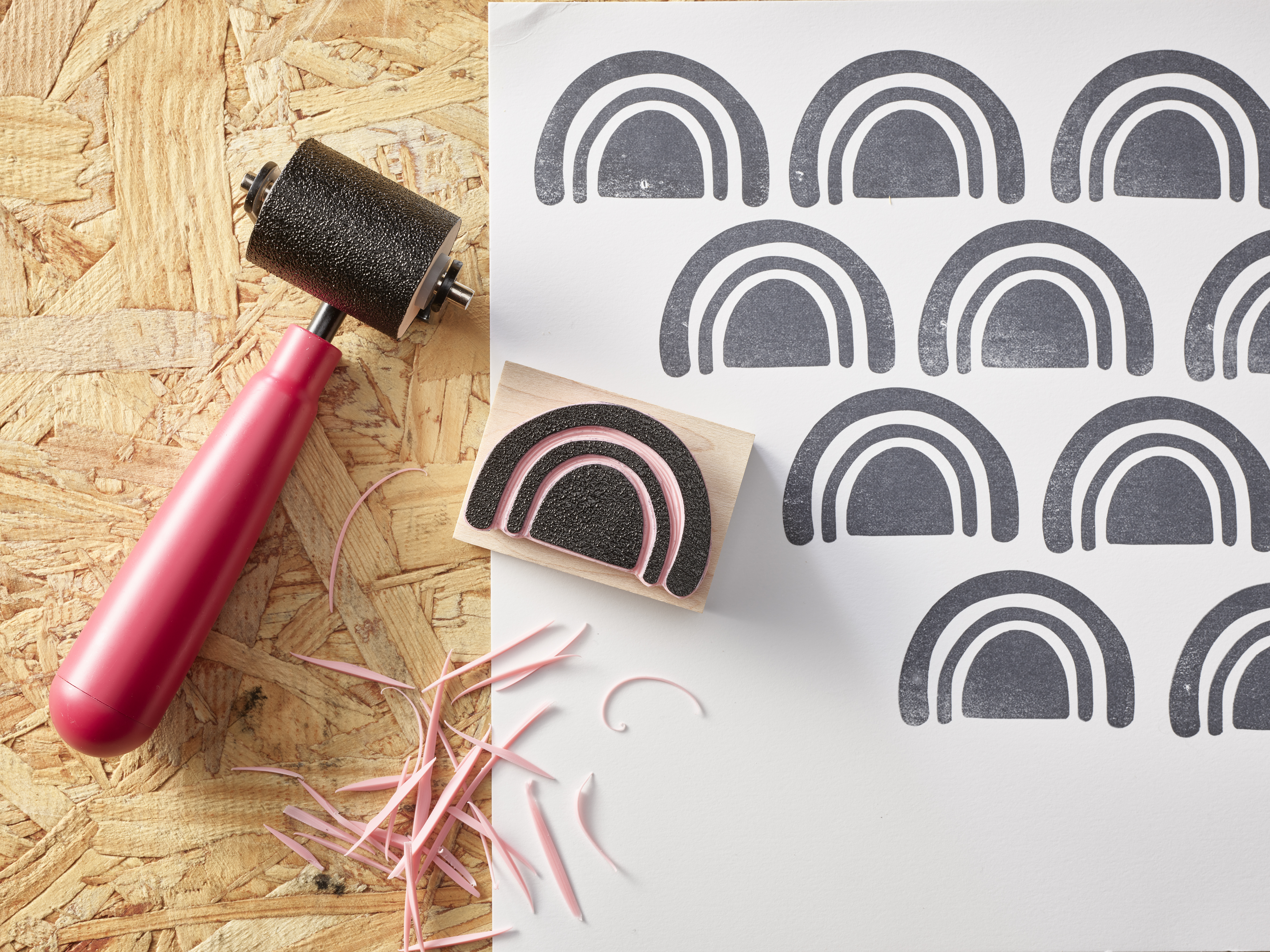 Speedy-Carve Rainbow Stamp mounted with Prints