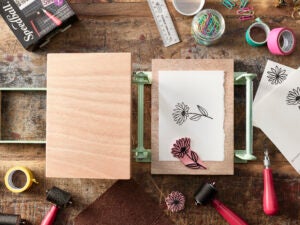 Mint Woodzilla Press with Stationary - Open